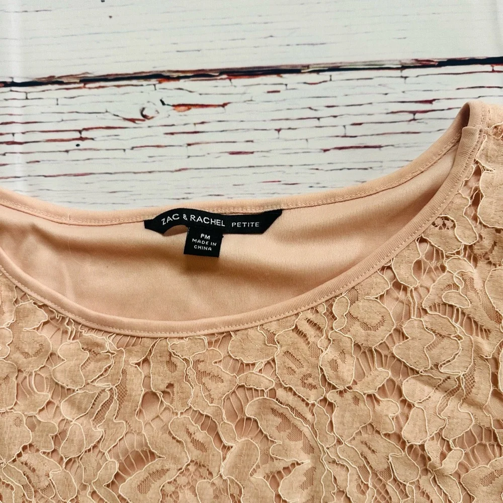 Blush Pink Lace Blouse with 3/4 Sleeves